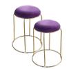YangRy Stacking Stools,Living Room Flannel Shoe Changing Stool Round Stool Golden Dining Stool Bedroom Makeup Stool Creative Low Stool Decorative Furniture 46CM,E view 1