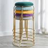 YangRy Stacking Stools,Living Room Flannel Shoe Changing Stool Round Stool Golden Dining Stool Bedroom Makeup Stool Creative Low Stool Decorative Furniture 46CM,E view 2