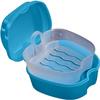 Blue Denture Case,Denture Bath Cup Case Box Holder Storage Soak Container,Denture Bath Box False Teeth Storage Box with Basket Net Container Holder,Denture Case Box Container Tooth CareDenture Care view 2