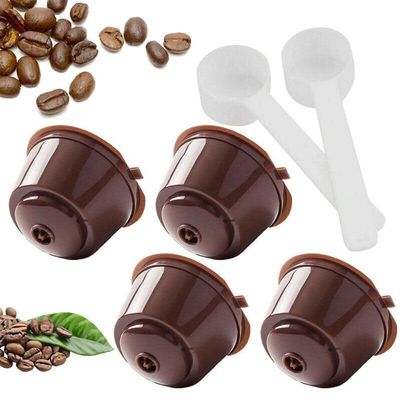 TEAFIRST 4Pcs Refillable Coffee Capsule Cups For Dolce Gusto Nescafe Reusable Filter Pod