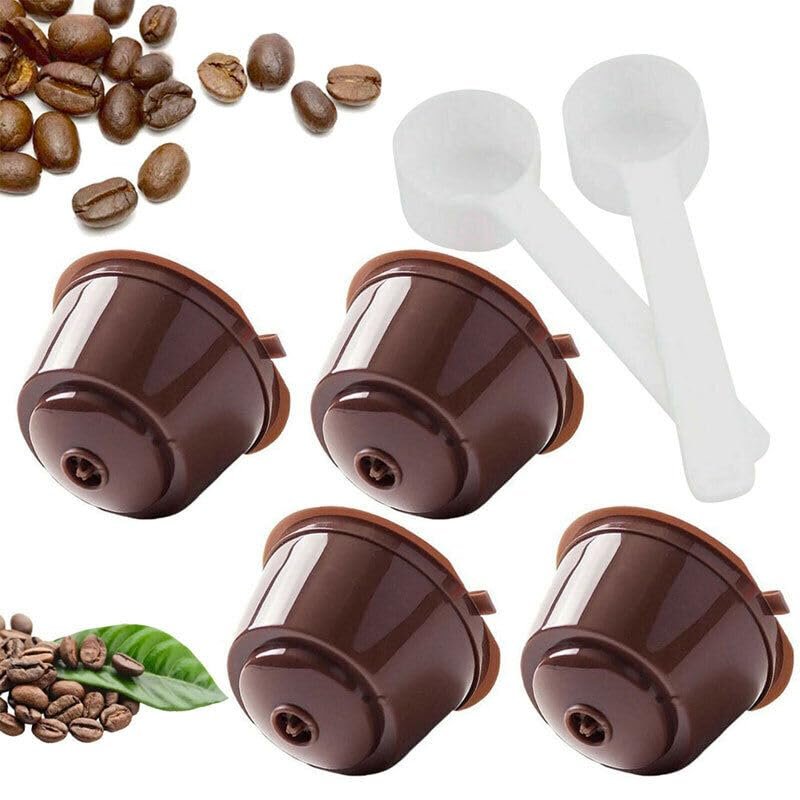 TEAFIRST 4Pcs Refillable Coffee Capsule Cups For Dolce Gusto Nescafe Reusable Filter Pod