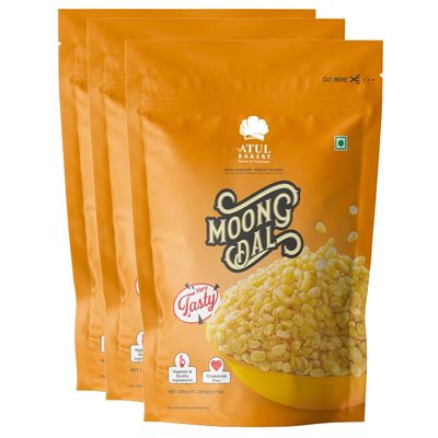 Atul Bakery Namkeens Savory Snacks (200 Gram)  Easy to Carry Anywhere  Crispy, Crunchy & Spicy  Made With Authentic Taste  Enjoy At Tea Time (Pack of 3, Atul Bakery Moong Dal)