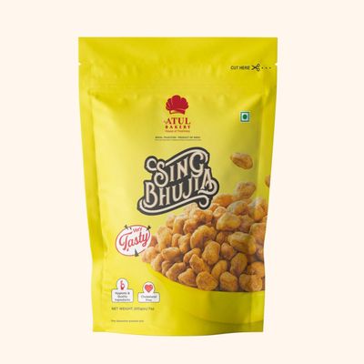 Atul Bakery Namkeens Savory Snacks (200 Gram)  Easy to Carry Anywhere  Crispy, Crunchy & Spicy  Made With Authentic Taste  Enjoy At Tea Time (Pack of 1, Atul Bakery Sing Bhujia)