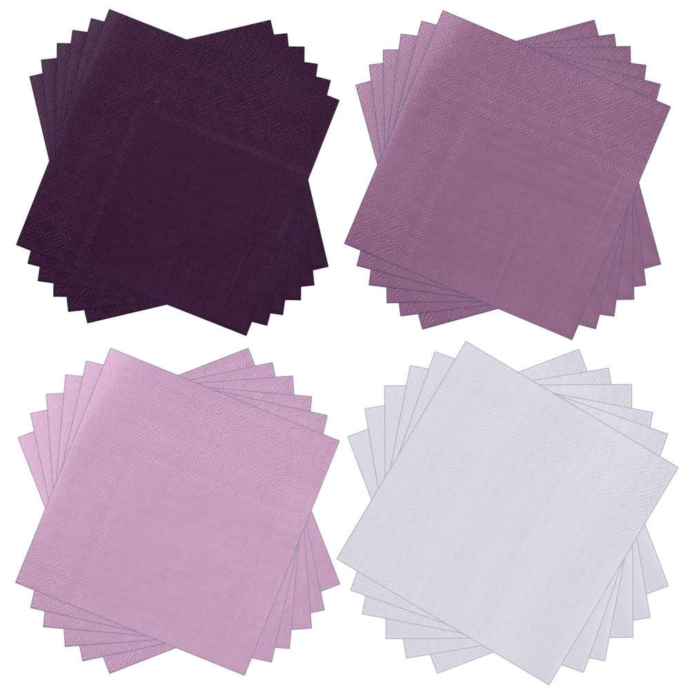 Layhit 100 Pcs Cocktail Napkins Disposable Beverage Napkins Square Paper Dessert Tissue for Wedding Birthday Easter Party Supplies(Purple Series,5 x 5 Inch)