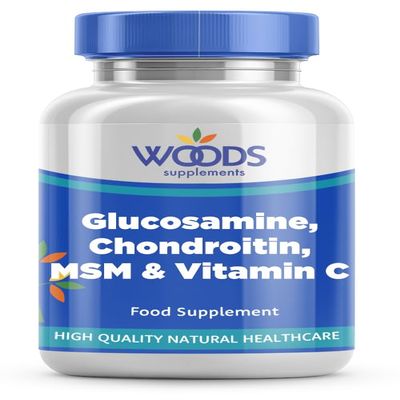 Glucosamine, Chondroitin, MSM & Vitamin C (180 Tablets) from Woods Supplements | Each Tablet Contains: 400mg glucosamine, 100mg chondroitin, 50mg MSM and 60mg Vitamin C