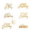 Tabanzhe 6 PCS Glitter Happy Birthday Cake Toppers,Side Mirror Acrylic Cake Decorations,Cake Decorating Toppers Happy Birthday Sign for Birthday Wedding DIY Cake Party Supplies view 1