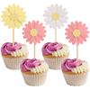 24Pcs Daisy Cupcake Toppers Glitter Flower Daisy Cake Decorations Chrysanthemum Cupcake Toppers Spring Daisy Flower Cake Picks for Birthday Wedding Supplies Multi 2 view 1