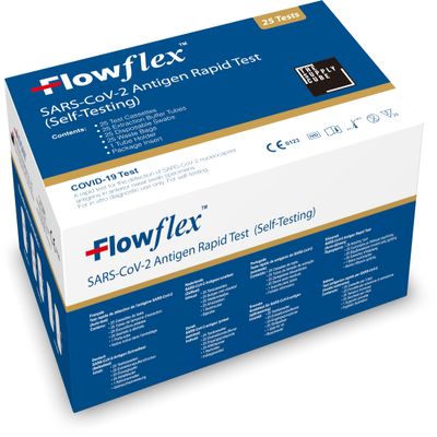 25 Pack Flowflex COVID-19 Rapid Test Kit - Easy to Use Self Testing Antigen Covid Test Kit - One Step Test for Sars-CoV-2 - Quick Covid Test at Home - Covid Lateral Flow Test Kit (Not for Travel)