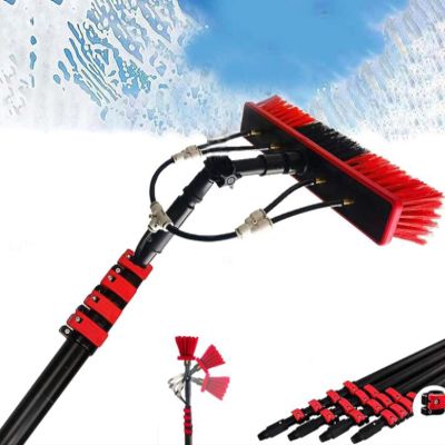 Water Fed Telescopic Brush For Cleaning Roof, Water Powered, Solar Panel Cleaner, Window Cleaning Kit, Water Fed Window Cleaning Equipment 5.4m/18ft,55cm