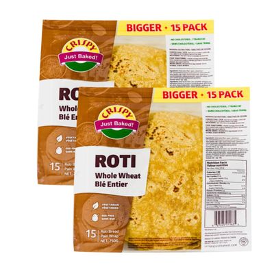 Crispy Roti Whole Wheat 750G Just Baked Roti 15's Whole Wheat Soft And Fluffy Roti Vegan Product Of Canada Pack Of 2