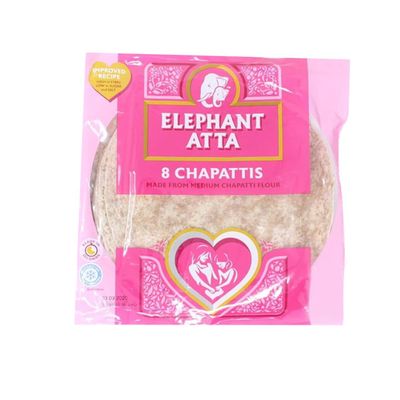Elephant Atta Chapattis 360G 8Pcs Made From Medium Chapattis Ready To Eat Suitable For Home Freezing Soft And Fluffy Chapattis Pack Of 1