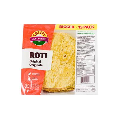 Crispy Roti Original 750G Just Baked Roti 15's Soft Roti Vegan Product Of Canada Pack Of 1