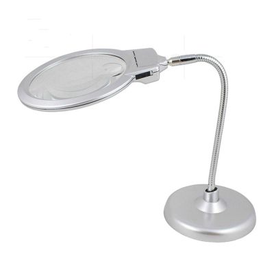 130mm Large Size Led Light High-End Bench Magnifiers Flexible Metal Tubing Can Be Bent Lamp Magnifying Glass (5x 130mm) (2x 22mm) charitable