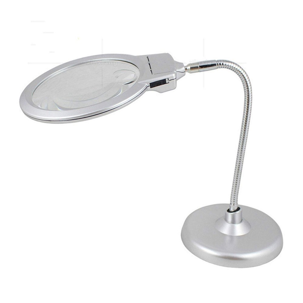 130mm Large Size Led Light High-End Bench Magnifiers Flexible Metal Tubing Can Be Bent Lamp Magnifying Glass (5x 130mm) (2x 22mm) charitable