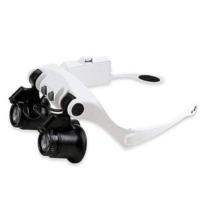 Headband Magnifier with Led Light,Head-Mounted Handsfree Reading Magnifying Glasses,Jeweler,Watch Loupe 4 Replaceable Lenses charitable