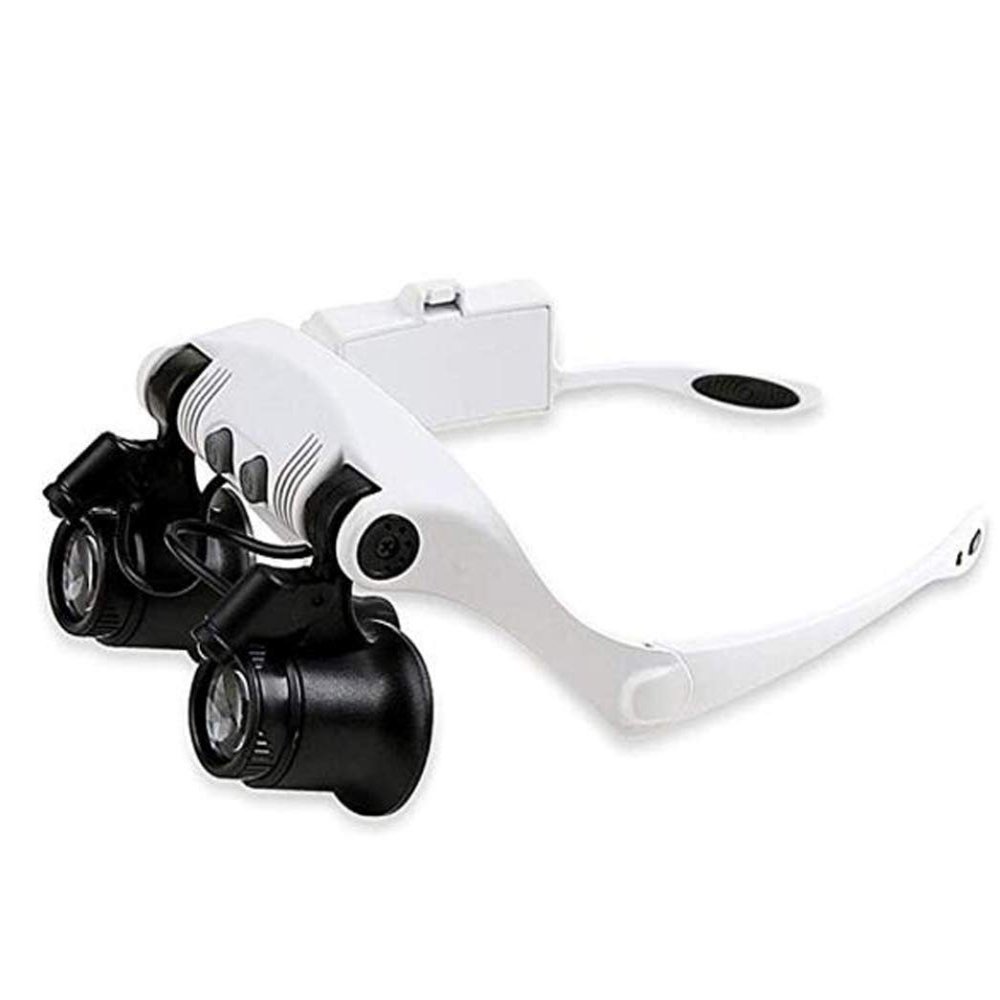 Headband Magnifier with Led Light,Head-Mounted Handsfree Reading Magnifying Glasses,Jeweler,Watch Loupe 4 Replaceable Lenses charitable