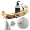 Gold 18-inch Safety Grab Bar with Storage Shelf for Bathtub or Shower, Drainage Holes, Stainless Steel, Wall Mounted Grab Bars for Elderly Injured Balance Support view 1