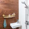 Gold 18-inch Safety Grab Bar with Storage Shelf for Bathtub or Shower, Drainage Holes, Stainless Steel, Wall Mounted Grab Bars for Elderly Injured Balance Support view 3
