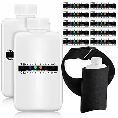Jzoowar 14Pcs Urine Test Complete Kit 2 Portable Empty Bottles,10 Adhesive Temperature Sensitive Test Strips and Insulation Bag