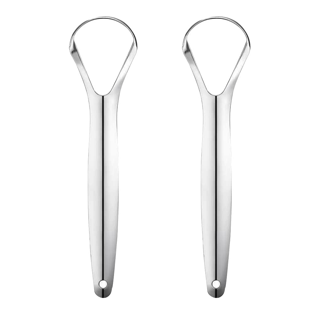 2PCS Tongue Scrapers for Adults, Metal Tongue Scraper, Tongue Cleaner Fight Bad Breath, Stainless Steel Tongue Scraper for Men and Women Hygiene Product