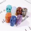 NWPNLXEA Home Collections 1Pc Hand Carved Skull Statue Natural Stone Carved Crystals Gem Figurine Home Decore Gift,Sesame Red (Color : Blue Sand Stone) view 2