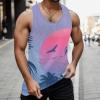 Duohropke Gym Tank Top Men's Hawaiian Shirt Men Summer Sleeveless Shirts Fitness Muscle Shirt Underarm Shirts Workout Muscle Shirt Beach Holiday Tank Top Tank Top Functional Shirt, purple, M view 2