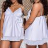 white nightie spaghetti strap sticky bra push up pvc costumes for women micro thongs for women with elastic straps silk slips lace underwear lingerie honeymoon maternity nightwear body view 2