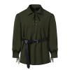 Duohropke Men's Renaissance Steampunk Victorian Long Sleeve Jabot Collar Medieval Pirate Shirt Tops, Green, S view 1