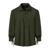 Duohropke Men's Renaissance Steampunk Victorian Long Sleeve Jabot Collar Medieval Pirate Shirt Tops, Green, S view 2