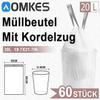 AOMKES Bin Liners 20 L with Drawstring Bin Bags Pack of 60 White Bin Bags with Drawstring Kitchen Waste Bags view 2