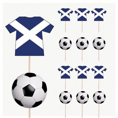 AK Giftshop Scotland Football Party Food & Cupcakes Picks Decorations Toppers Euro World Cup (pack of 14)