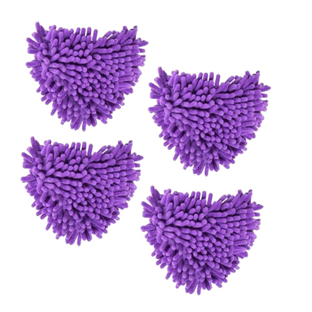 4Pcs Multi-Purpose Triangular Mop Heads, Mini Microfiber Mop Brush Head Replacement for Triangle Spin Mop for Wall Ceiling Floor Cleaning 16x16CM Purple