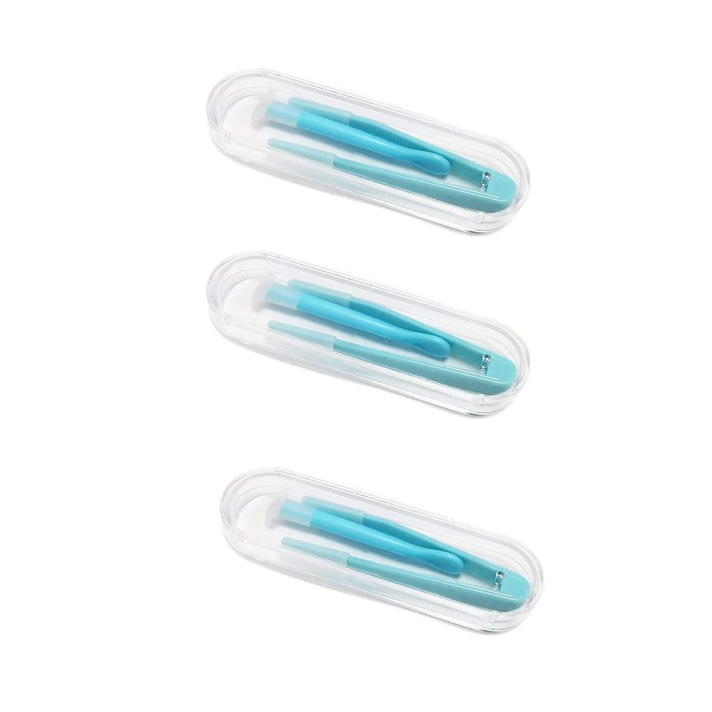 3Pcs Blue Contact Applicator, Contact Lens Remover Tool, Inserter/Remover+Tweezer with Soft Tip, for Contact Lens Cases Health and Household, Contact Lens Care, Contact Lenses Applicator Tool
