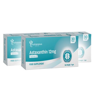 Nutranexus - Astaxanthin 12mg - 90 Tablets - 3 Month Supply - Astaxanthin Supplement for Eye, Skin & Joints Health - Antioxidant Formula for Men & Women - Helps Support Exercise Recovery