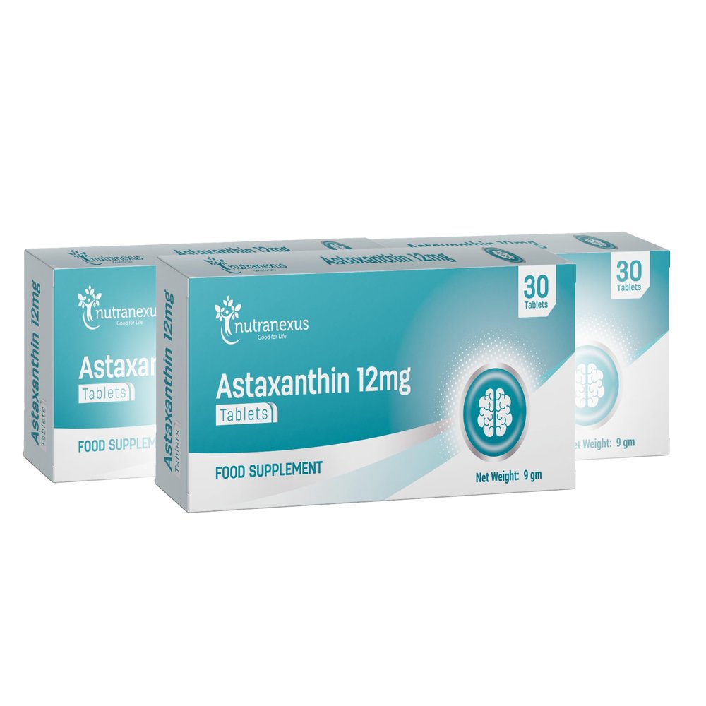 Nutranexus - Astaxanthin 12mg - 90 Tablets - 3 Month Supply - Astaxanthin Supplement for Eye, Skin & Joints Health - Antioxidant Formula for Men & Women - Helps Support Exercise Recovery