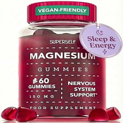 Magnesium Gummies for Adults & Kids - 150mg Magnesium Supplements for Sleep, Relaxation & Muscle Support - Natural Grape Flavour - No Artificial Colours - Vegan - 60 Gummies Easy to Chew