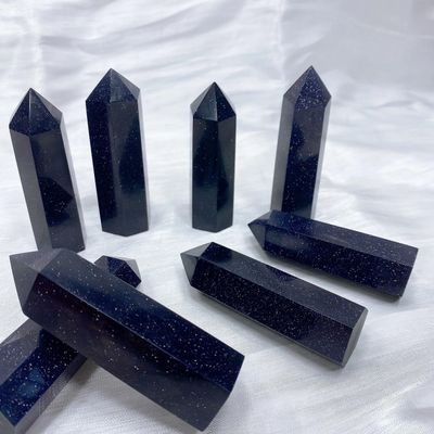 1pc Crystal Stone Tower Blue Sandstone Point Home Decoration Gift for Souvenir,Size: Approx 8-9CM