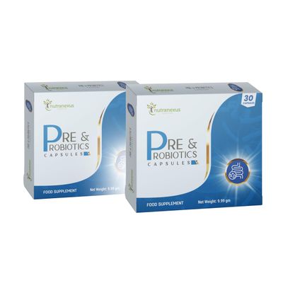Nutranexus - Pre and Probiotics Supplement 45 Billion CFU, 8 Strains. 60 Capsules.