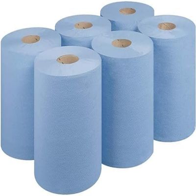 Blue Rolls 2ply Embossed Centre Feed Hygiene, Commercial/Kitchen Use Paper Hand Towel (Pack of 6) - BLLUEYE (Blue, 6)