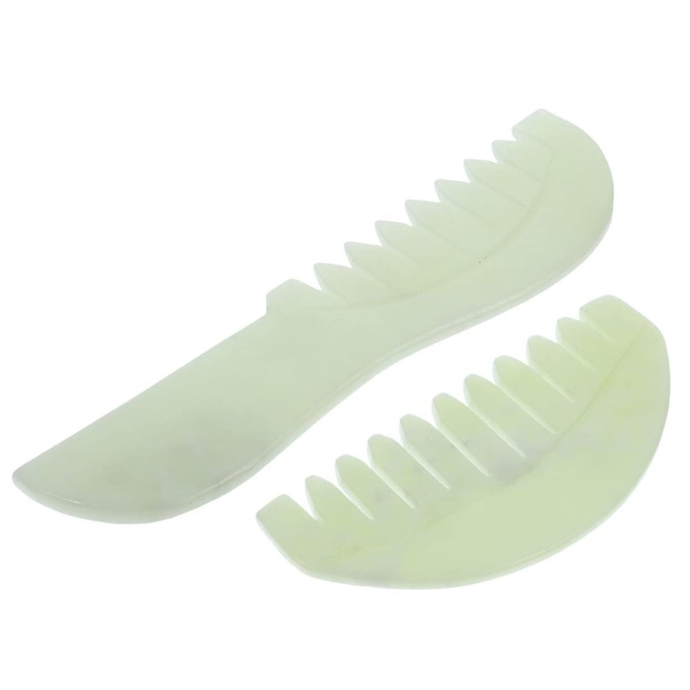 MAGICLULU 2pcs Jade Comb Scalp Massage Tool Portable Jade Scraping Combs for Head Acupoint Massage and Body Care