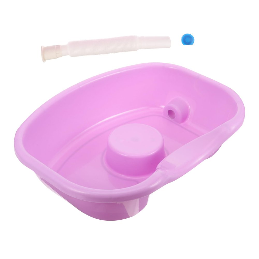 PLAFOPE Portable Shampoo Basin for Elderly Bedridden with Lid, Reusable Hair Washing Tray for Home Care, Lightweight Plastic Hair Wash Bowl Suitable for Disabled and Maternity Use