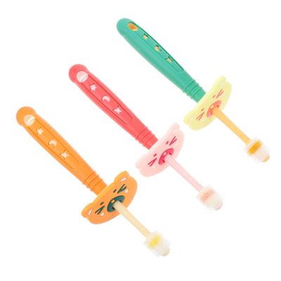 Gogogmee 3pcs Boy Girl Toothbrush Rotatable Supple Boys and Girls Tooth Brush for Teeth Cleaning Brush for Year Old Random Color