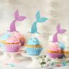 UXYOKM 24Pcs Mermaid Tails Cupcake Toppers Glitter Pink & Blue Mermaid Tails Cupcake Picks Baby Shower Kids Birthday Mermaid Themed Party Cake Decorations Supplies view 3