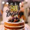 UXYOKM 1Pc Happy 80th Birthday Cake Topper Glitter Cheers to 80 Years Birthday Cake Pick 80 Fabulous Cake Decoration for Happy 80th Birthday Anniversary Party Cake Decorations Supplies view 2