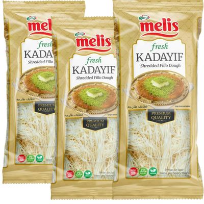 Melis Pastry Threads Fresh Kadayif Turkish style dessert 400 Gram x 3 Packs by the pufai