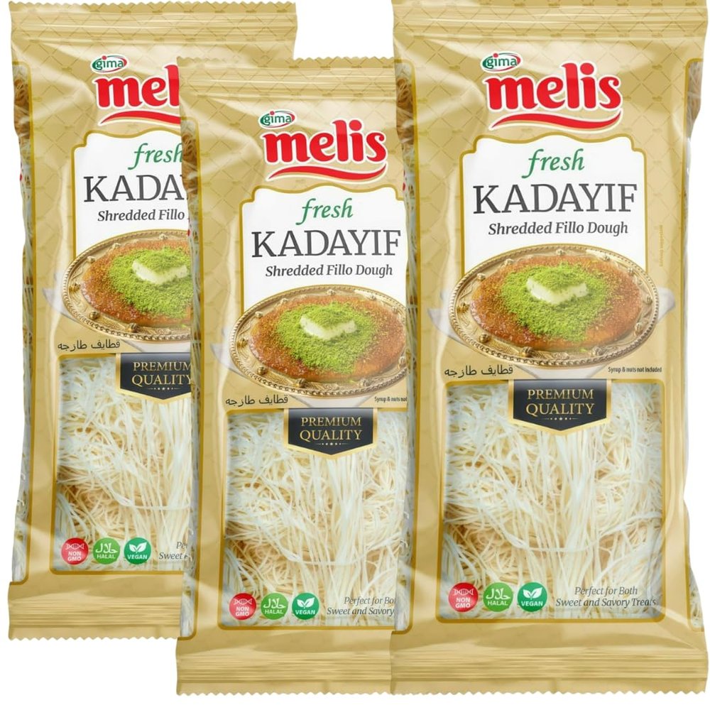 Melis Pastry Threads Fresh Kadayif Turkish style dessert 400 Gram x 3 Packs by the pufai