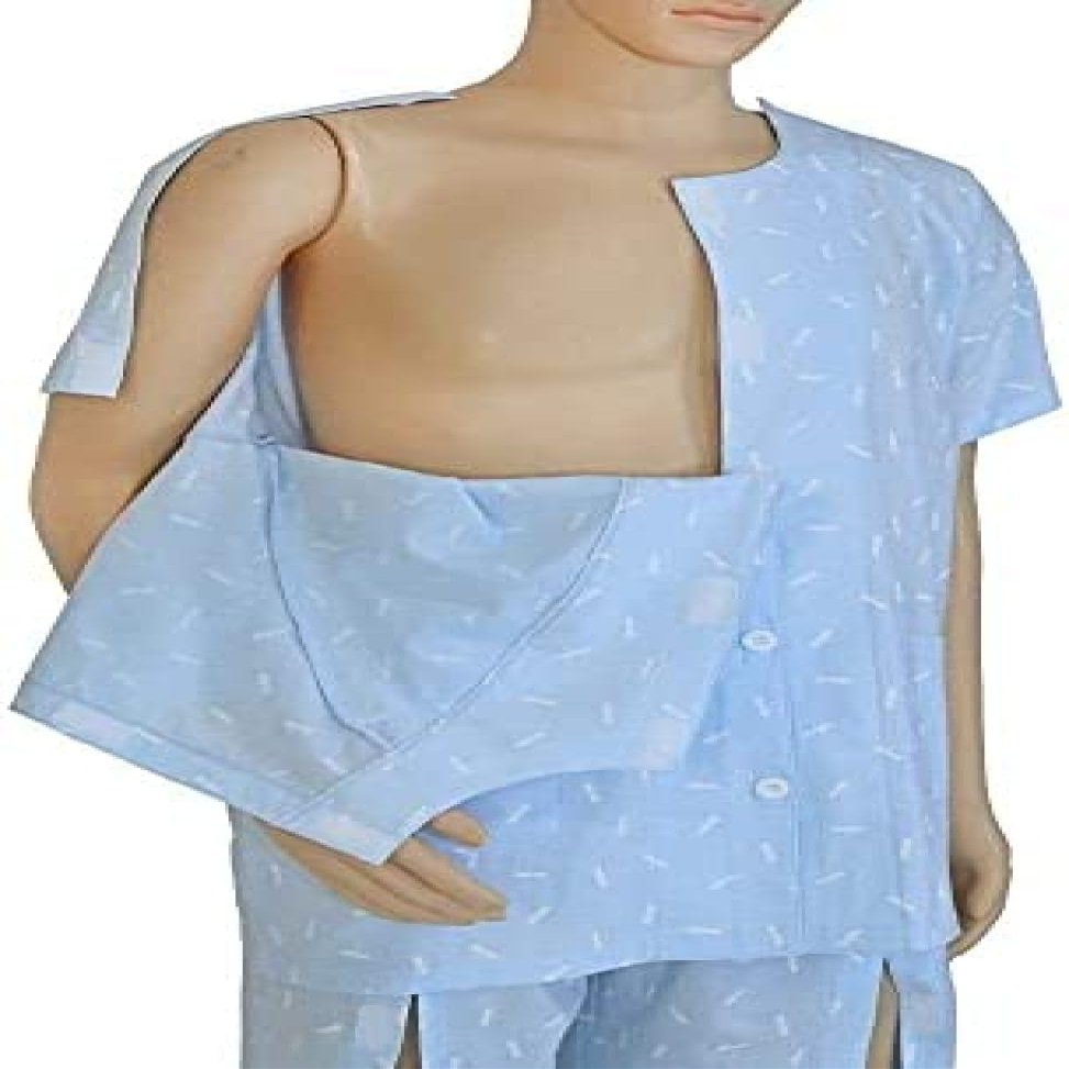 Patient Shirt Paralysis Clothing For Disability Care Bedridden Elderly Surgery Patients Fracture, Easy To Wear Take Off 22.5.12,XL
