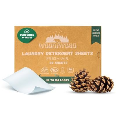 Laundry Detergent Sheets - Eco Friendly Hypoallergenic Laundry Detergent Sheets for Sensitive Skin, Natural Plant-Based Smell (80 Sheets - up to 160 Loads)