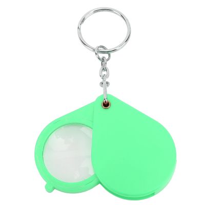 10X Magnifier Keychain Pocket Magnifier Folding 32mm Diameter for Reading Coins Hobby Travel (Green)