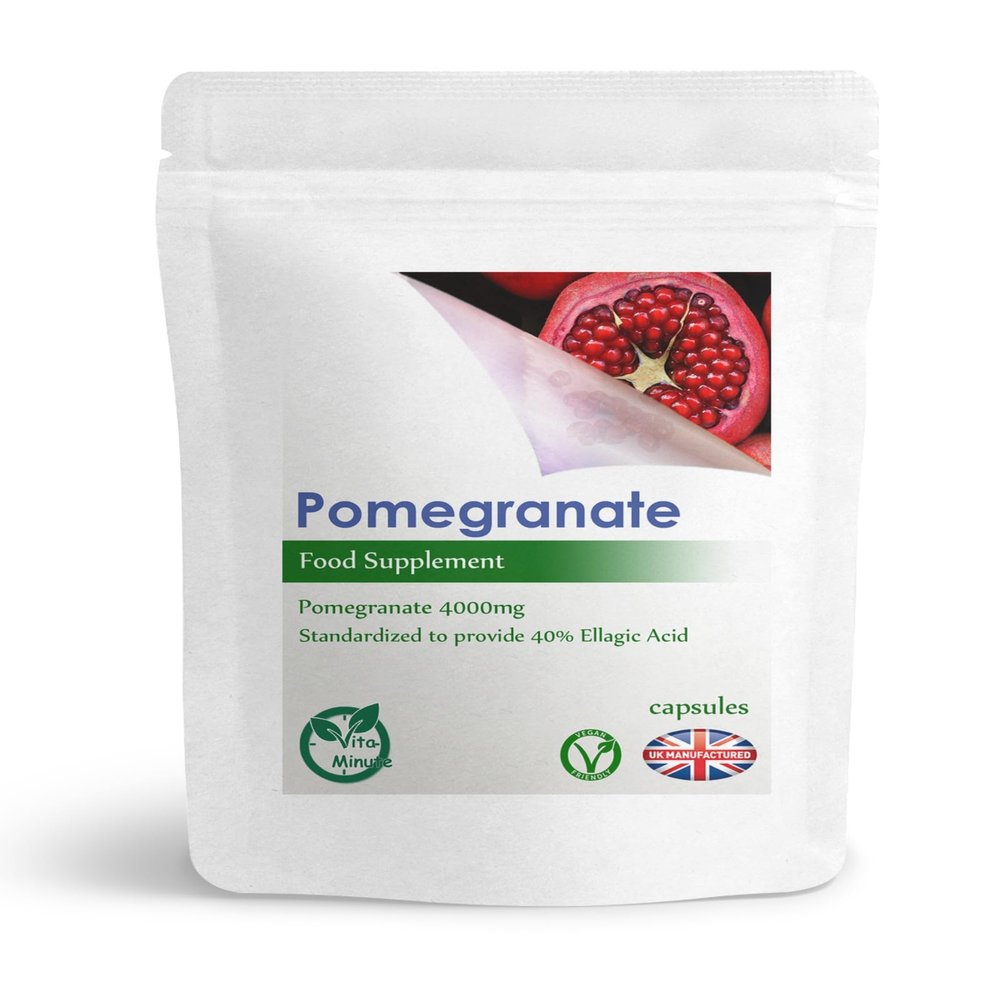 Pomegranate 4000mg Extract Capsules (Vegan) 40% Ellagic Acid, Anti-Ageing Properties (Pack of 120)